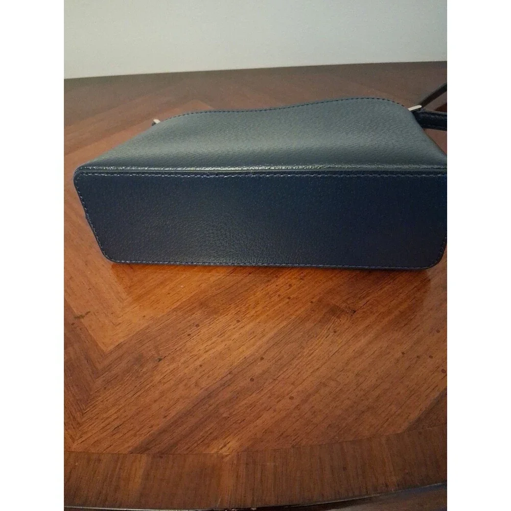 Kate Spade Leigh Navy Blue Pebbled Leather Crossbody Bag Silver Hardware